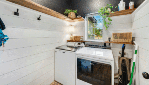 The natural grains complement the farmhouse design so beautifully