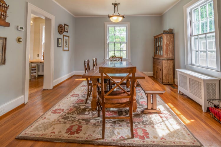 Rugs can define different zones in a small space