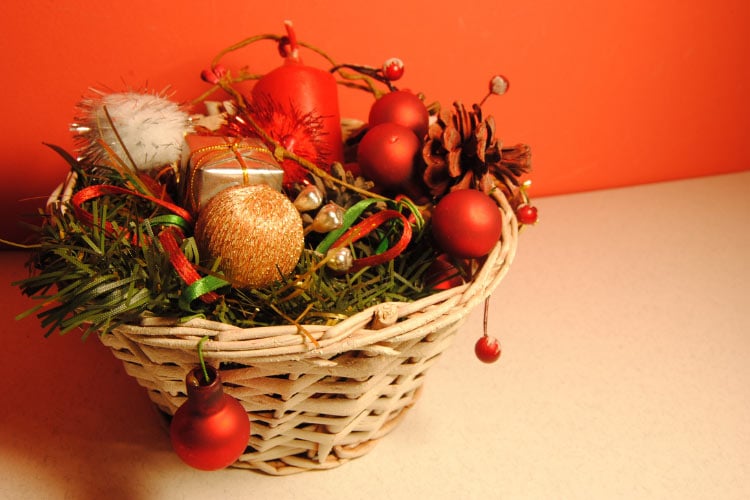 Christmas baskets can be purely decorative or functional