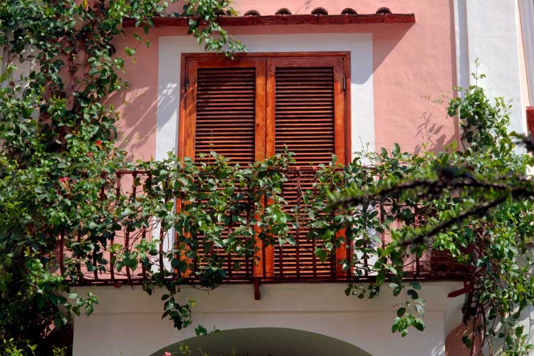 Climbing vines create natural privacy on small balconies