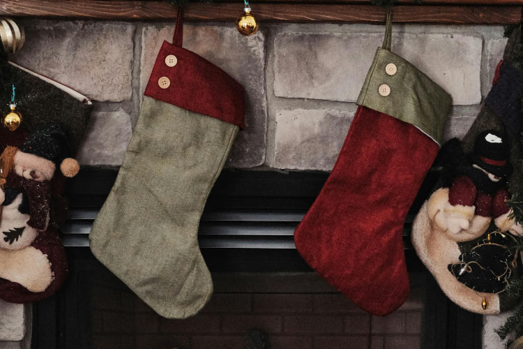 farmhouse fabric stockings are all the rage