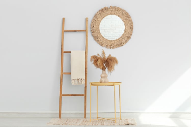 Ladder shelves are both functional and decorative