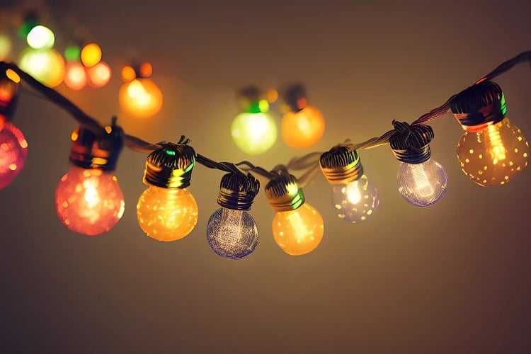 twinkling glow of string lights omit the holiday cheer and create a festive vibe