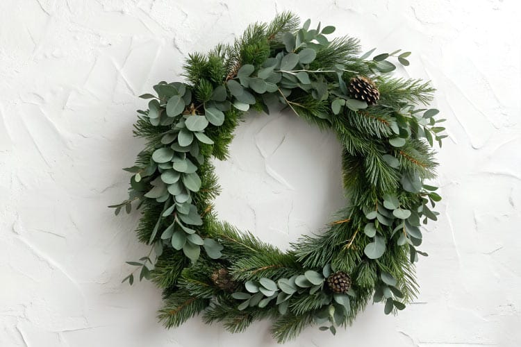 A natural wreath is another way to add some greenery to your farmhouse